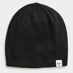 Herschel Blair unisex black ribbed trim solid tuque hat beanie NWT
